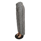 High Waist Loose Stripe Wide Leg Pants BN-9330