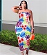 Floral Print Strapless Bodycon Plus Size Dresses JLY-19362