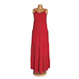 Solid Casual Vacation Loose High Waist Cake Dress AIL-211