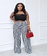 High Waist Loose Stripe Wide Leg Pants BN-9330