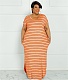 Plus Size Striped Short Sleeve Casual Dresses OSS-22301
