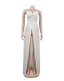 Hot Drill Bodysuit With Cover Up Skirt 2pcs Set NY-2419