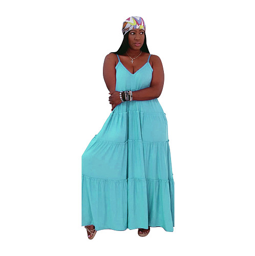 Solid Casual Vacation Loose High Waist Cake Dress AIL-211