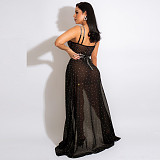 Hot Drill Bodysuit With Cover Up Skirt 2pcs Set NY-2419