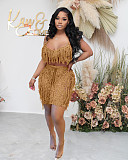 Knitted Crochet Halter Tassel Bra Cover Up Shorts Set NIYA-8117