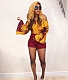 Off Shoulder Flare Sleeve Crop Top+Shorts Suit LSL-6067
