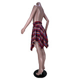 Plaid Irregular High Waist Streetwear Skirts MDF-5320
