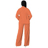Bra Long Sleeve Shirt Wide Leg Pants 3 Pieces Sets YF-10175