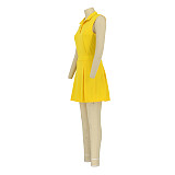 Sleeveless Pullover Polo Tops Pleated Skirt Suits AIL-213