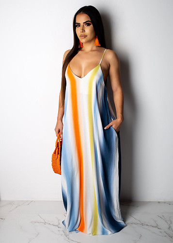 V-Neck Sleeveless Loose Casual Dresses JLY-19383