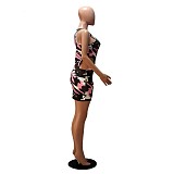 Camo Print Cut Out Sleeveless Mini Tank Dresses JLY-19376