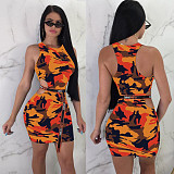 Camo Print Cut Out Sleeveless Mini Tank Dresses JLY-19376
