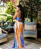 Tie Dye Spaghetti Strap Crop Top And Maxi Skirts Set ANDI-1377