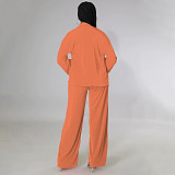 Bra Long Sleeve Shirt Wide Leg Pants 3 Pieces Sets YF-10175