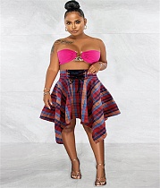 Plaid Irregular High Waist Streetwear Skirts MDF-5320