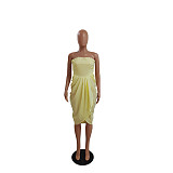 Strapless Ruched Split Irregular Midi Party Dresses DY-6984