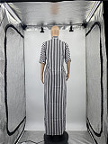 Striped Loose Casual Button Up Half Sleeve Shirt Dress ANDI-1370