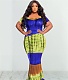 Tie Dye Short Sleeve Floor Length Plus Size Dress OSS-22290