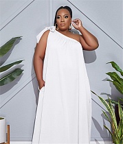 One Shoulder Strap Sleeveless Loose Plus Size Dress WA-77465