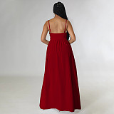 5XL Bow Spaghetti Sleeveless Long Split T Shirt Tops YF-10176