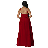 5XL Bow Spaghetti Sleeveless Long Split T Shirt Tops YF-10176