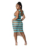 Fishnet Crochet Knitted Tassel Beach Dress OSM-4367