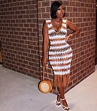 Fishnet Crochet Knitted Tassel Beach Dress OSM-4367