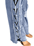 Stretch High Waist Bandage Flare Denim Pants LX-5522