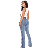 Stretch High Waist Bandage Flare Denim Pants LX-5522