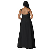5XL Bow Spaghetti Sleeveless Long Split T Shirt Tops YF-10176