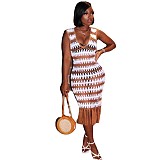 Fishnet Crochet Knitted Tassel Beach Dress OSM-4367