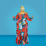 Off Shoulder Long Sleeve Crop Tops+Maxi Skirt Sets RS-6838