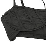 Sexy Bra Crop Top+Patchwork Sheer Mesh Pants Outfits BY-5799