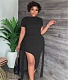 Short Sleeve Crop Top Side Slit Midi Skirt Sets WY-6896