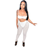 Sexy Bra Crop Top+Patchwork Sheer Mesh Pants Outfits BY-5799
