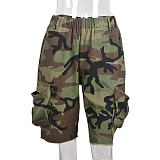 Street Hipster Camo Print Loose Cargo Shorts BANT-6495