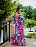 Off Shoulder Long Sleeve Crop Tops+Maxi Skirt Sets RS-6838