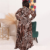 Leopard Print Deep V Neck Plus Size Dresses OSS-22349