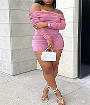 Off Shoulder Ruched Long Sleeve Sexy Rompers MK-3096