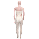 Elegant Hot Drill Cut Out Mesh Bodycon Jumpsuit SH-390330