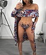 Beach Print Bikini Cover Up 4 Piece Matching Sets LSL-6085
