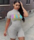 Letter Sport Body-Shaping Short Sleeve Rompers SHA-86314
