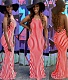 Stripe Print Spaghetti Strap Backless Bodycon Dress NK-8620