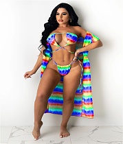 Beach Wear Tie Dye Swimming Suits 3 Pieces Bikini Sets CM-8622