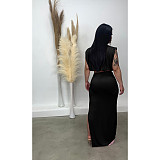 Sleeveless O Neck Tank Top High Split Skirt Sets DD-88180