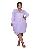Long Sleeve Loose Casual Pleated Pullover Dress FSX-514