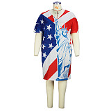 Short Sleeve V Neck Print Loose Casual Dress JLY-19389