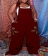 Solid Holes Loose Pockets Wide Leg Jumpsuits ZAND-31216