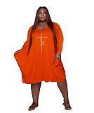 Long Sleeve Loose Casual Pleated Pullover Dress FSX-514