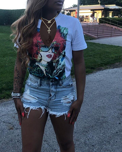 High Quality Print Short Sleeve Round Neck T shirt MDF-5322